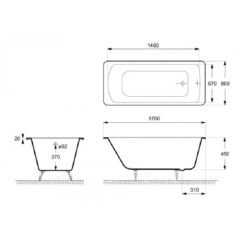 Чугунная ванна Delice Prestige DLR230615 белый