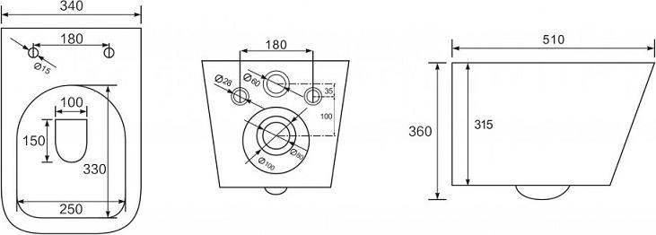 Комплект Berges Wasserhaus 043248 инсталляция Novum + унитаз Floe S Rimless + кнопка F2 матовый хром