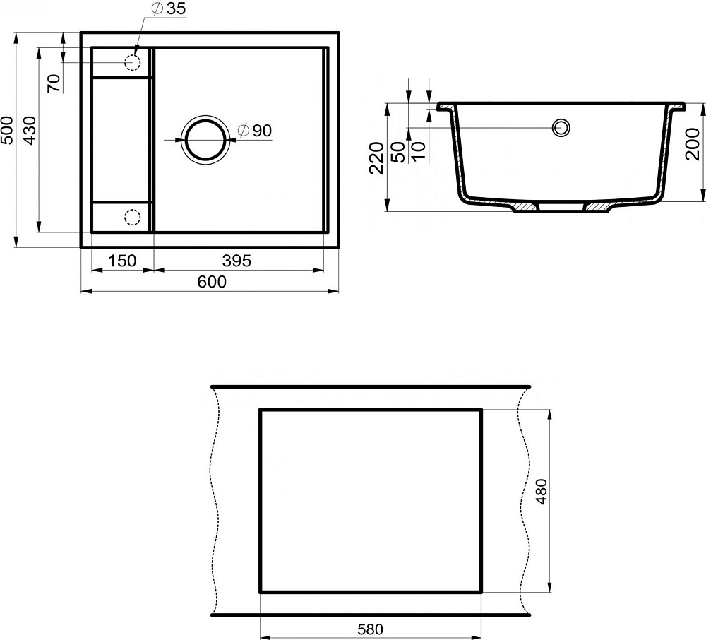 Мойка кухонная Point Римо 60 PN3010BG, светло-бежевый