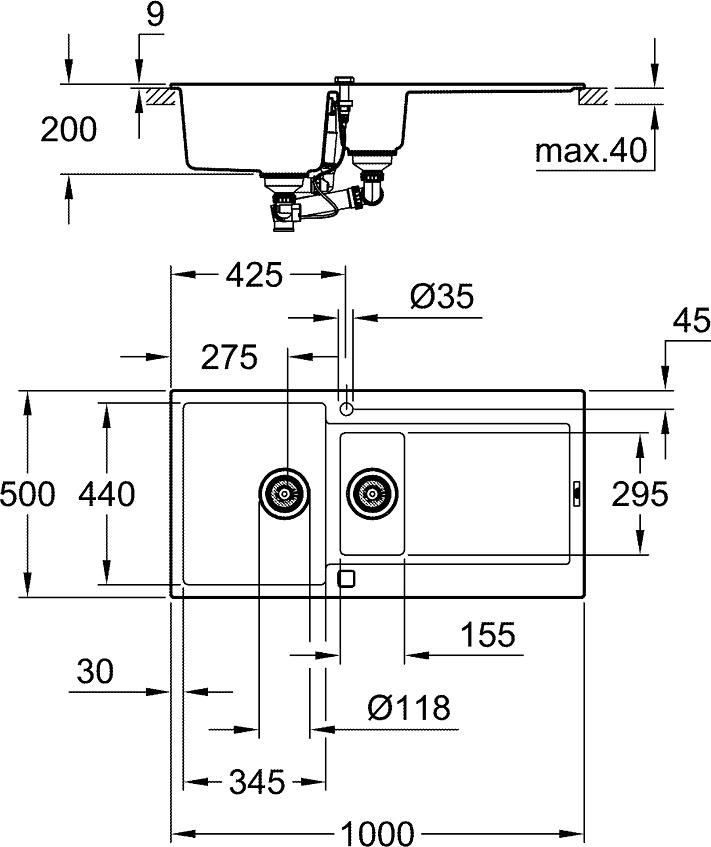 Кухонная мойка Grohe K500 31646AT0