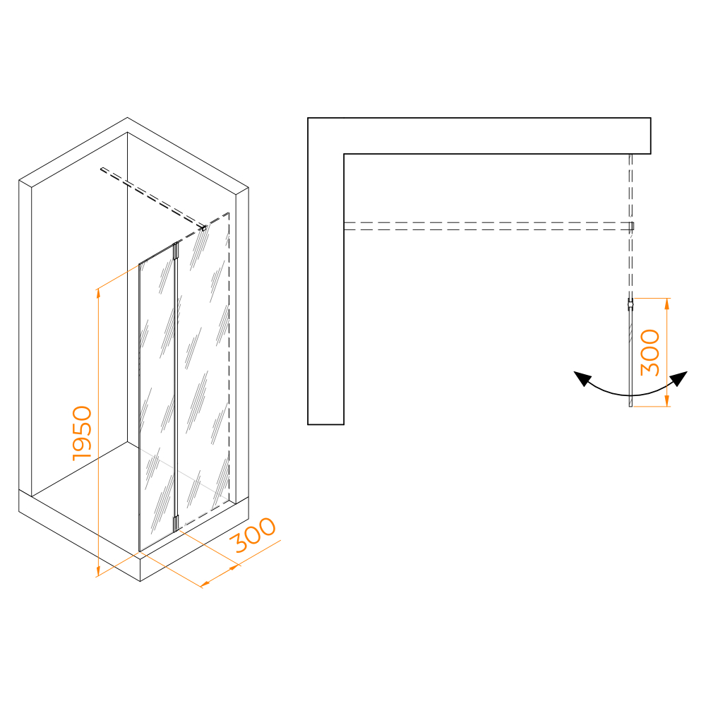 Душевая перегородка RGW Z-071 352207103-11 профиль хром, стекло прозрачное