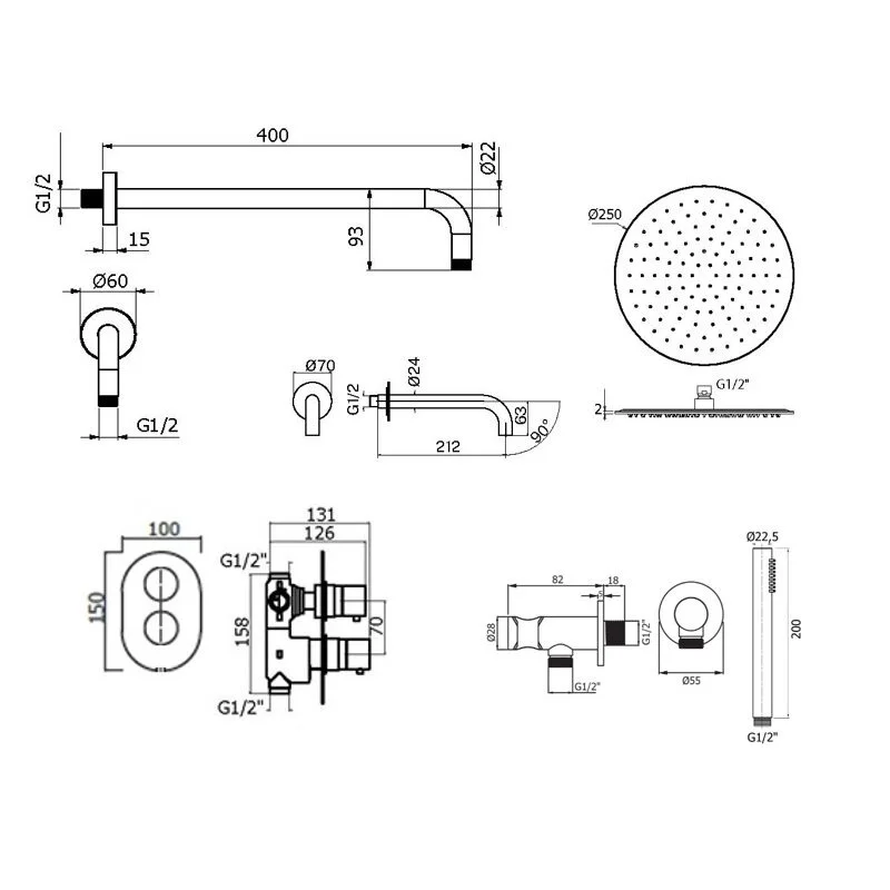 Душевая система Plumberia Selection Ixo KITXOT19CR60 хром