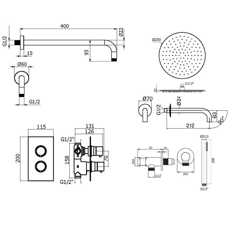 Душевая система Plumberia Selection Ixo KITXOT19QNO60 черный