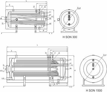 Накопительный водонагреватель Sunsystem SON 1000 01030106203008 1000 л серый