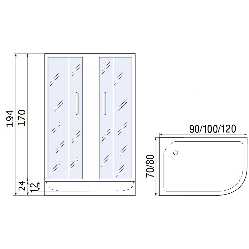 Душевой уголок River Don 100x80 10000008308 с поддоном