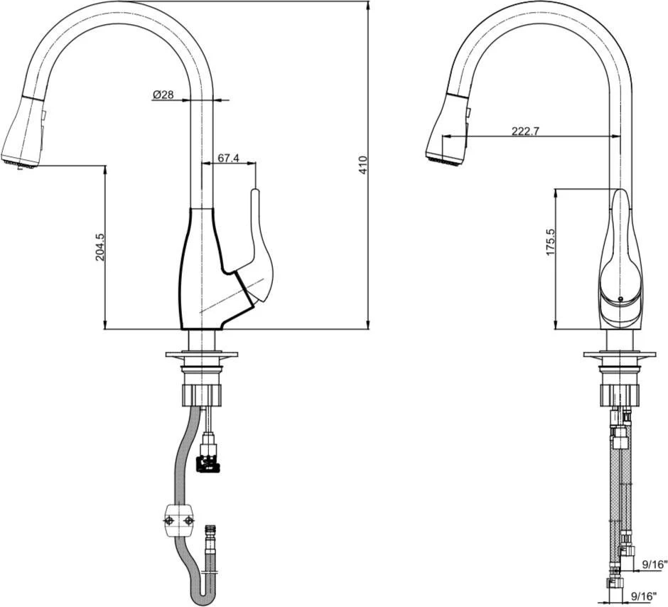 Смеситель для кухни E.C.A Kitchen Mixers 406218020EX, хром