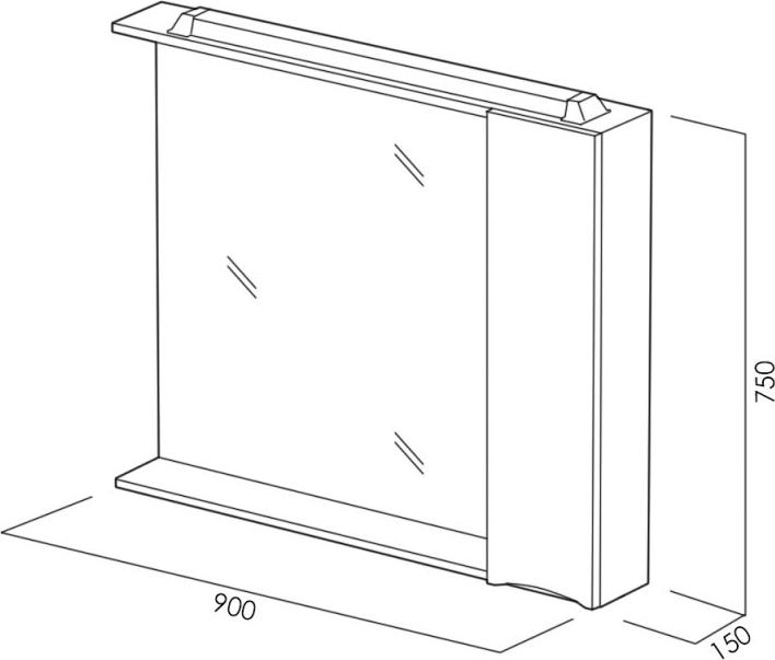 Зеркало-шкаф 90 см BelBagno MARINO-SPC-900/750-1A-BL-P-R