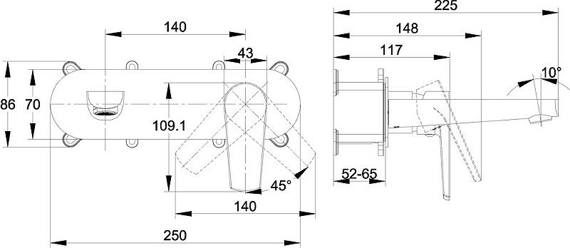 Смеситель для раковины Cersanit Moduo 64096, хром