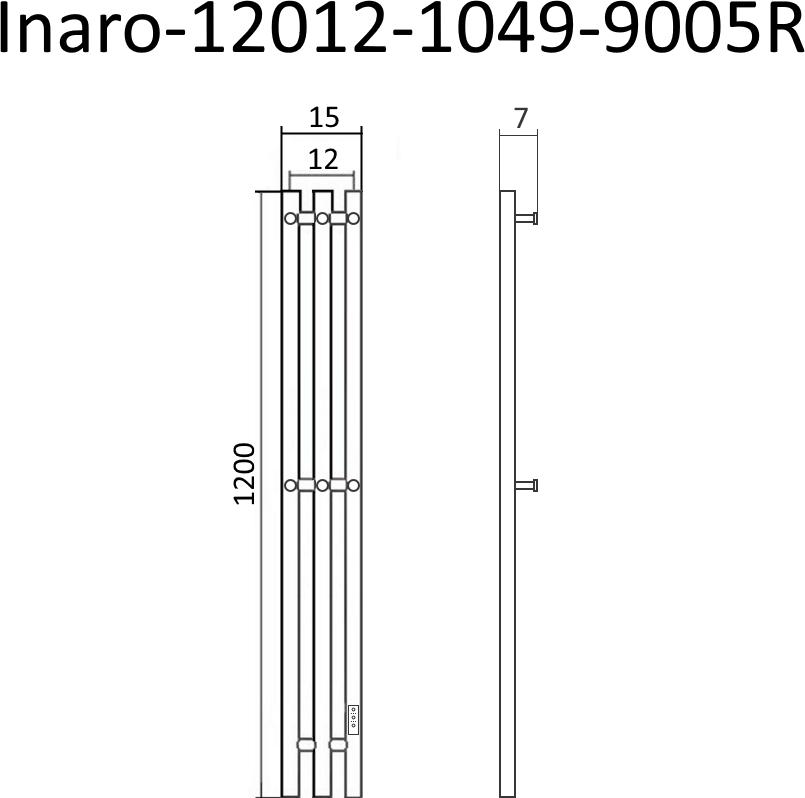 Полотенцесушитель электрический Маргроид Inaro 120x12 Inaro-12012-1049-9005R правый, черный матовый