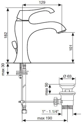 Смеситель для раковины Emmevi Ares 76003OR золото