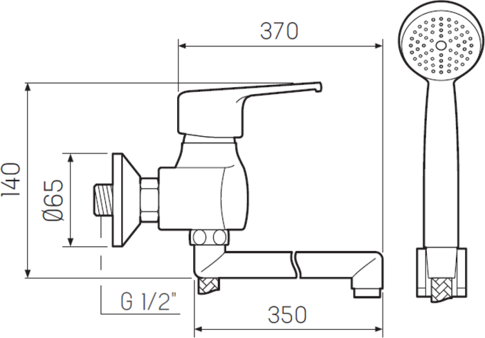 Смеситель для ванной РМС SL50-006E-1, хром