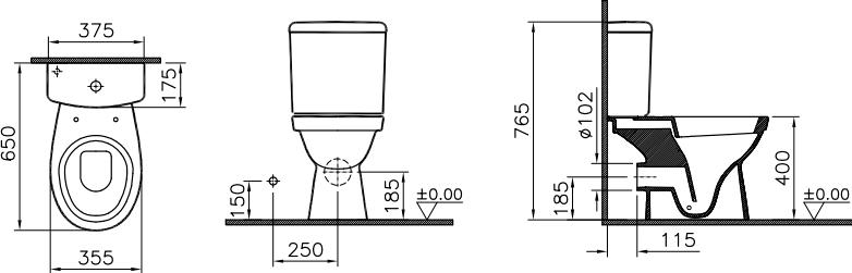 Унитаз-компакт VitrA Normus Facelift 9705B003-7200 с сиденьем микролифт