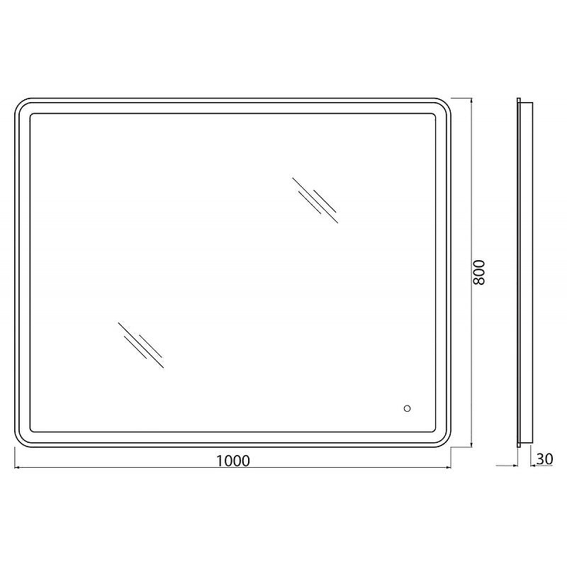 Зеркало BelBagno SPC-MAR-1000-800-LED-TCH-WARM 100 см, с подсветкой, подогревом и сенсорным выключателем