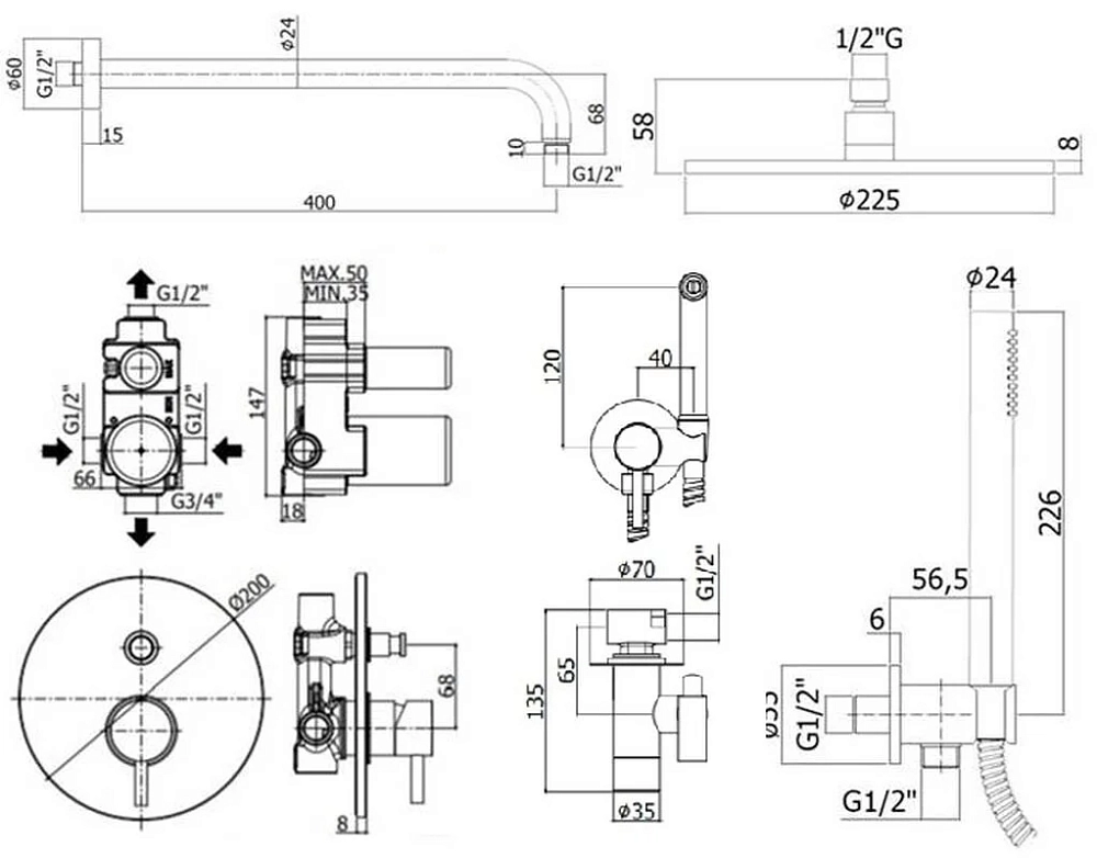 Душевая система Paffoni KIT LIG KITZLIG015CR хром