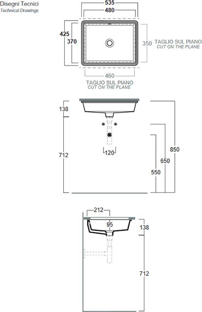 Раковина Simas Top E Lavabi D'Arredo S59 bi*0 48х37 см, встраиваемая под столешницу, белый