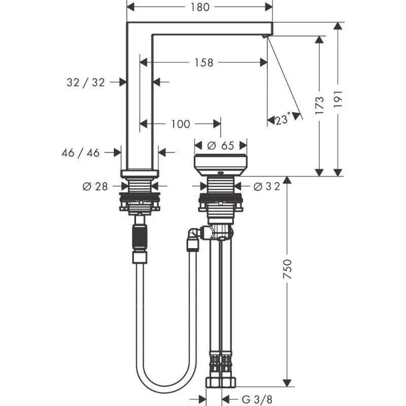 Смеситель для раковины Hansgrohe Tecturis E 73053000 хром