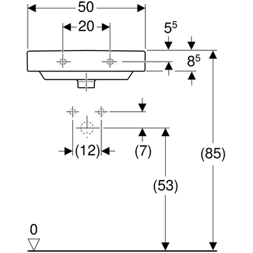 Раковина подвесная GEBERIT Smyle Square 500.256.01.1, белый