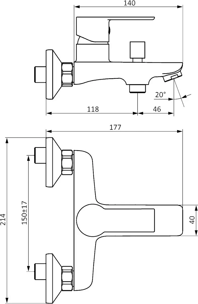 Смеситель для ванны с душем Stworki Хельсинки HFDB97000/HFHS10000/HFHS02100 хром