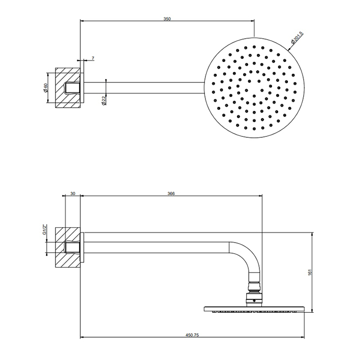 Верхний душ Gessi Emporio shower 47382#031 хром