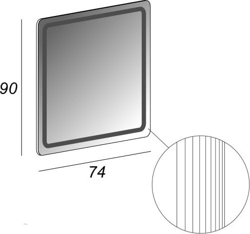 Зеркало Cezares 54355 c LED-подсветкой 74х90