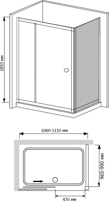 Душевой уголок RGW Classic CL-45 (1060-1110)x1000x1850 стекло чистое