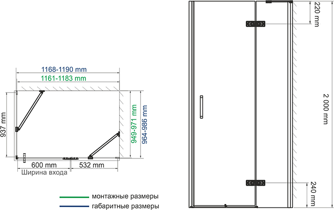 Душевой уголок Wasserkraft Aller Black 10H10RB 120x100 см