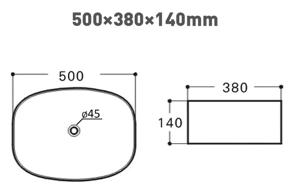 Раковина накладная Orange B08-500W белый