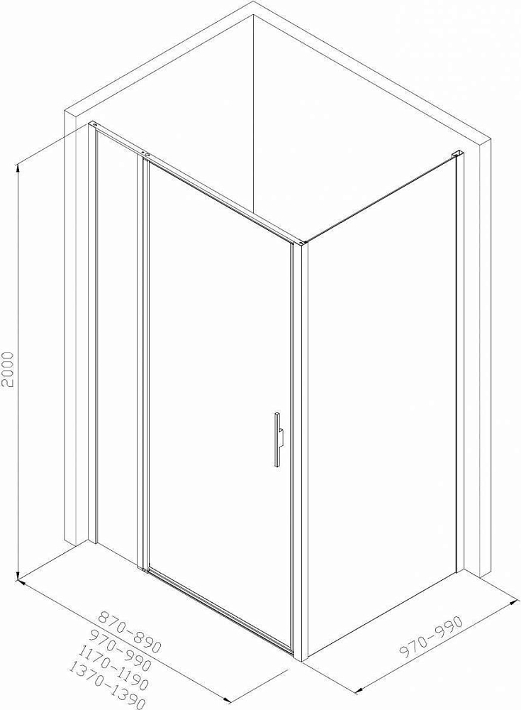 Душевой уголок Allen Brau Priority 140x100 3.31036.BBA + 3.31048.BBA, профиль черный, стекло прозрачное