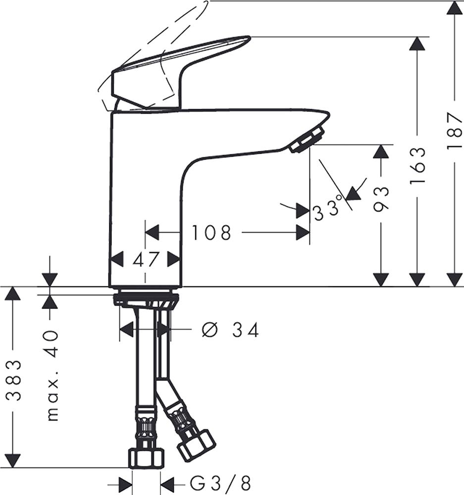 Смеситель для раковины Hansgrohe Logis 71107000, хром