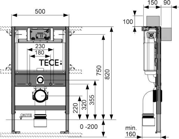 Инсталляция TECE TECEprofil 9300001 с унитазом Vitra Sento 7748B083-0101, крышка микролифт, цвет черный матовый, комплект