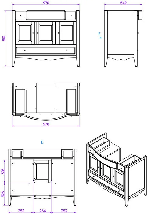 Тумба под раковину Tiffany World Veronica VER6105-N+AR874bi*1 бронза, коричневый