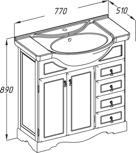 Тумба под раковину Клио 70 цвет белый