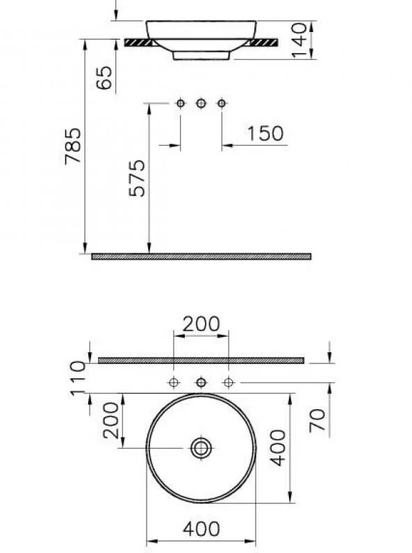 Раковина накладная VitrA Water Jewels 4334B072-0016 золото