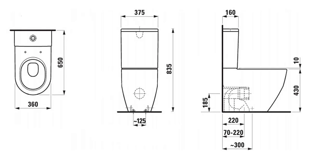 Напольный унитаз Laufen Pro New 8.2595.2.000.231.1 с бачком 8.2995.3.000.873.1, крышка микролифт