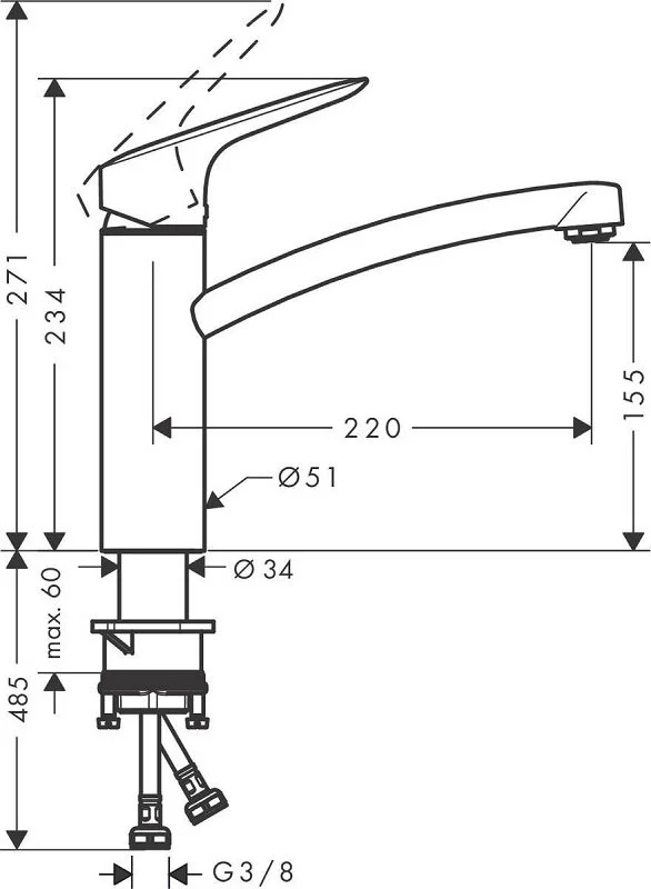 Смеситель для кухни Hansgrohe Logis 71860000 хром