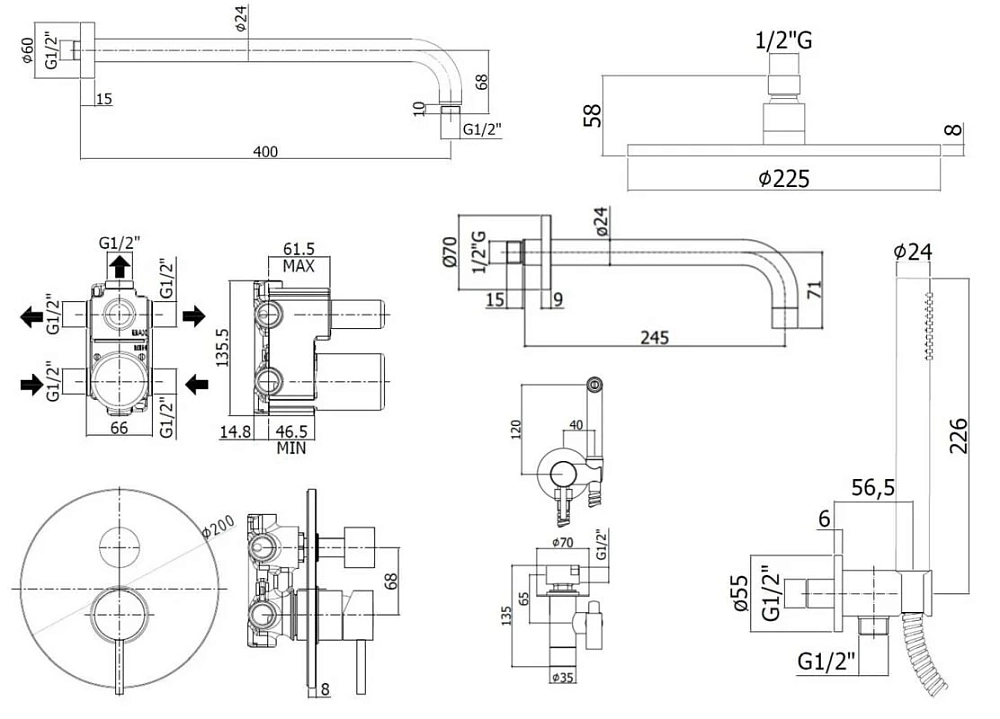 Душевая система Paffoni KIT LIG KITZLIG019CR141 хром