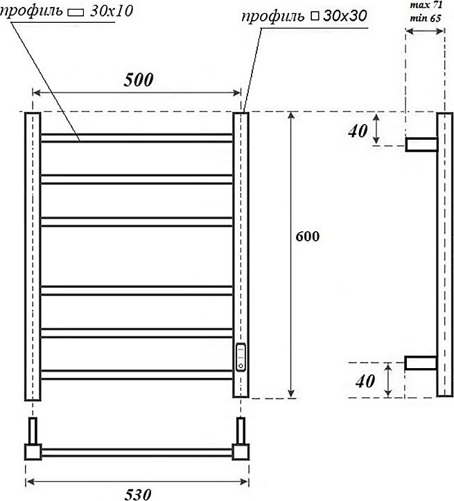 Полотенцесушитель электрический Point Меркурий PN83856B П6 500x600, черный