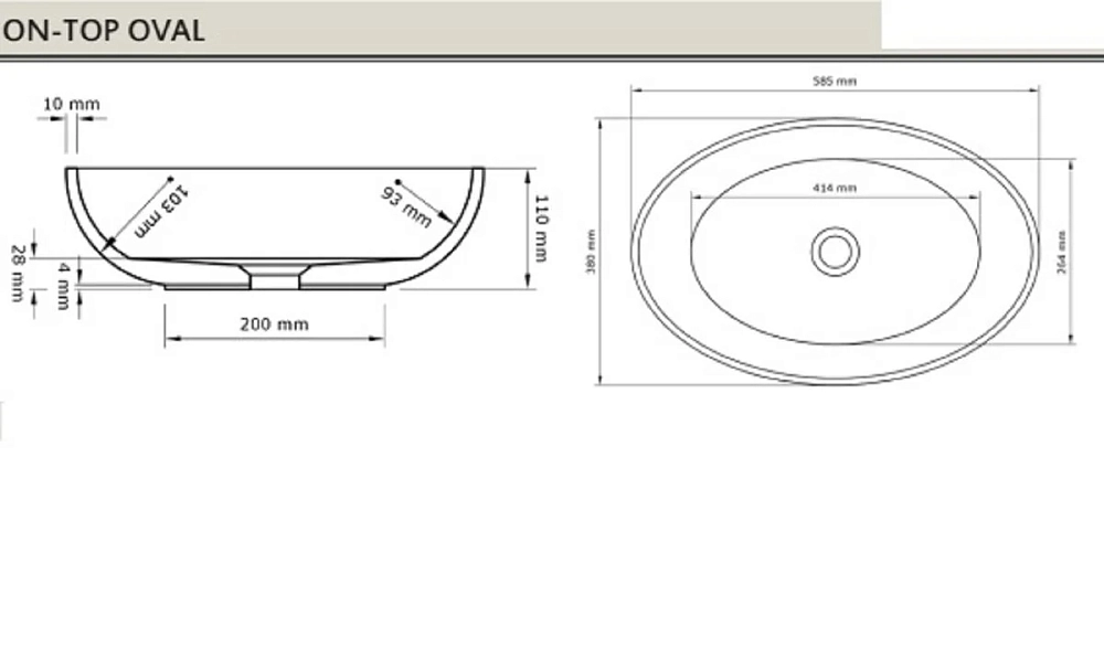 Раковина накладная Acquabella Lavabo LAVABO_ON-TOP_OVAL_SLATE_MARFIL серый