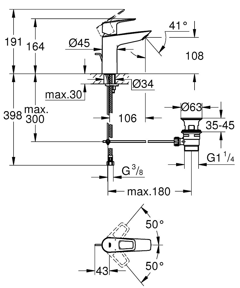 Смеситель для раковины Grohe Start Loop 23778001 хром