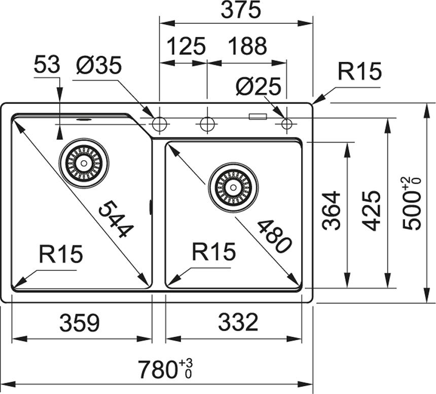 Кухонная мойка 78 см Franke Urban UBG 620-78 3,5" 114.0595.531, серый