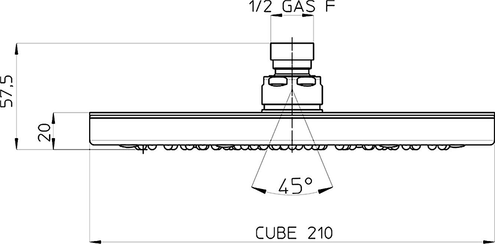 Верхний душ Bossini Cube 210 I00720 CR