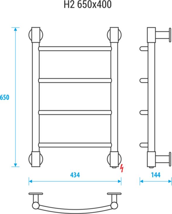Полотенцесушитель электрический Energy H2 650x400, EETR0000H2654000000