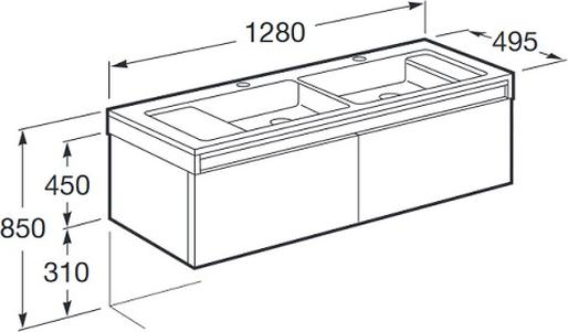 Тумба с раковиной 128 см Roca Stratum 855713609 светлое дерево