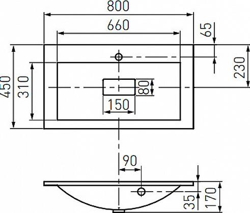 Тумба с раковиной Aquaton Леон 80 1A1863K0LBPS0-1, дуб белый