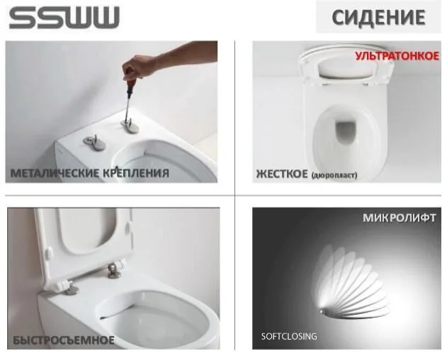 Подвесной унитаз SSWW NC4411 White белый с крышкой-сиденьем Soft Close