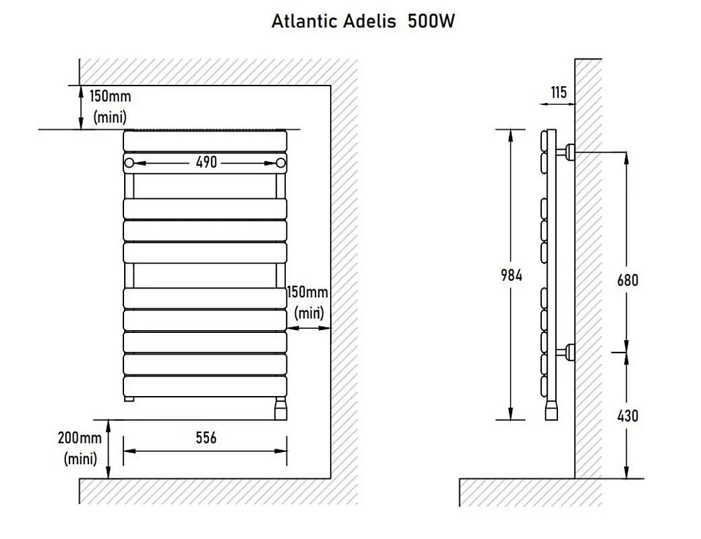 Полотенцесушитель электрический Atlantic Adelis 2240 серый