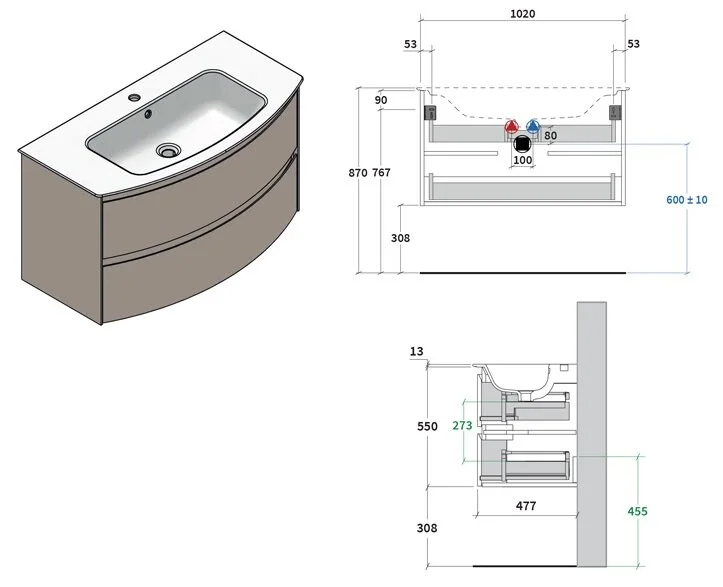 Тумба под раковину Berloni Bagno Way Round WARBS2CKD4C 1430 коричневый