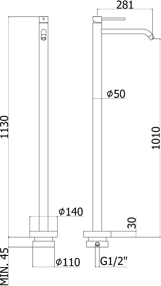 Смеситель для раковины Paffoni Light LIG031NO черный