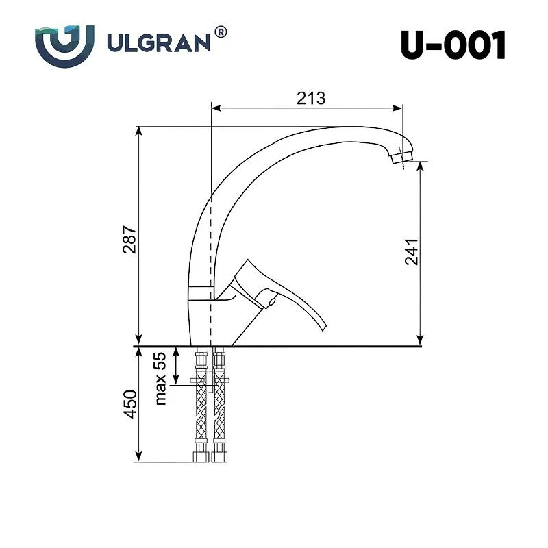 Смеситель для кухни Ulgran U-001 U-001-308 черный