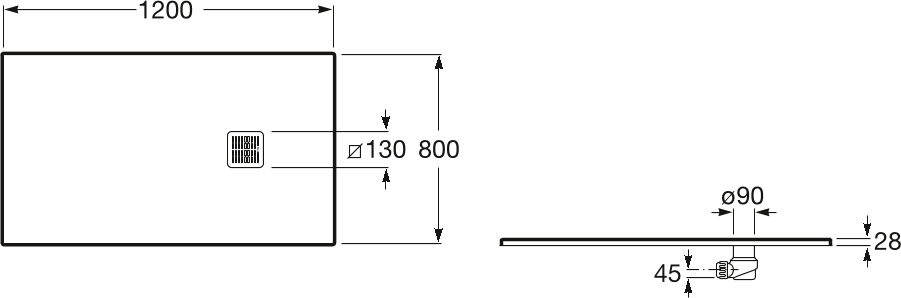 Душевой поддон Roca Terran 120x80 см AP1014B032001100, белый